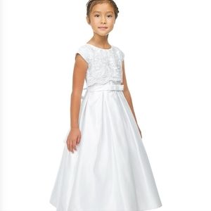 Sweet Kids Big Kids Lace/Satin Pocketed A-Line Dress